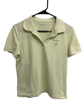 Ashworth Yellow Embroidered Barbara Golf Polo Shirt Size Medium Preppy GolfCore